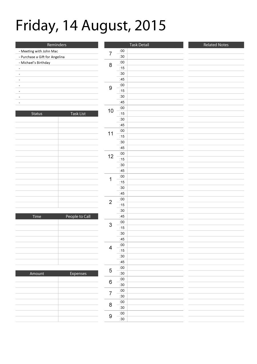Free Daily Calendar Template  Bolan.horizonconsulting.co in Daily Calendar With Time Slots Printable