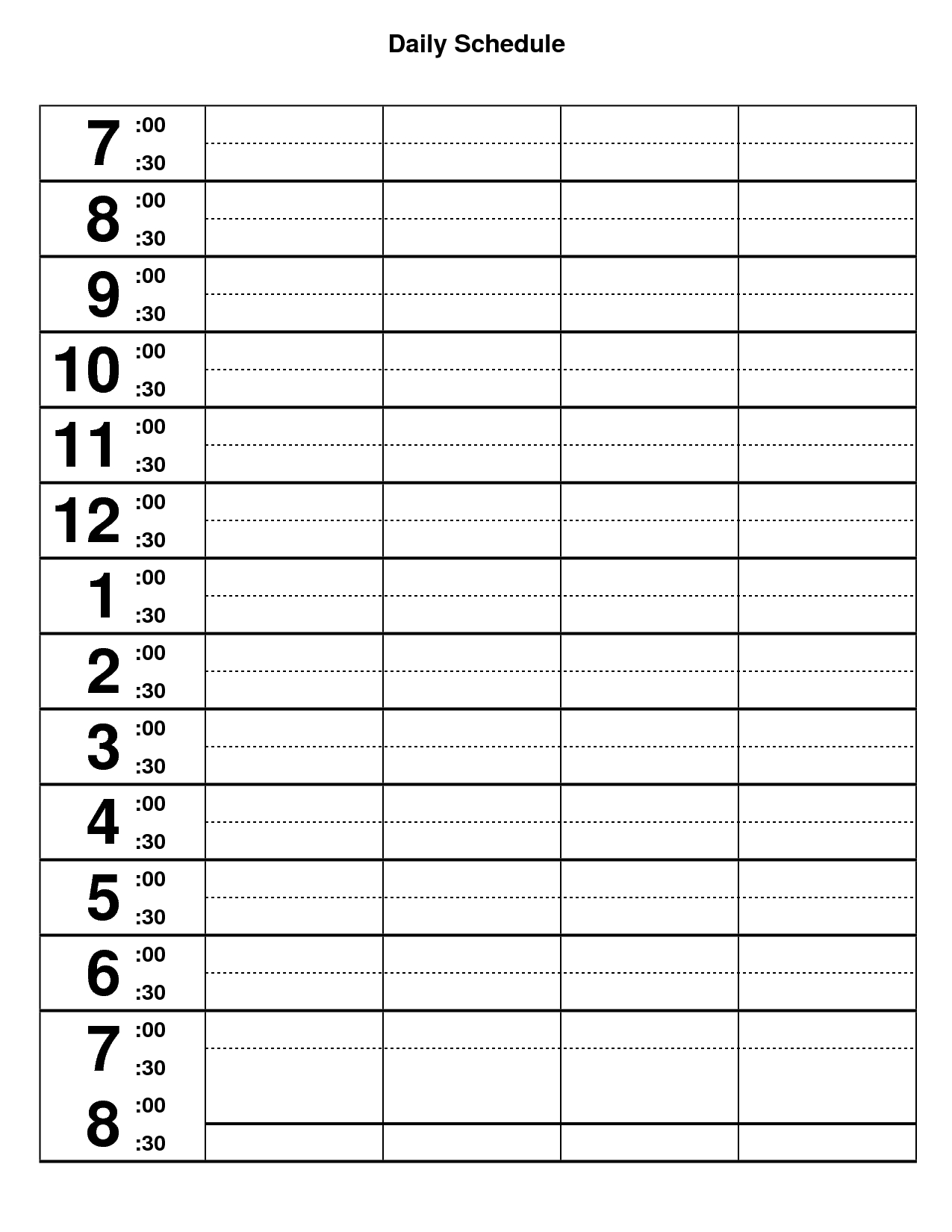 Free Daily Calendar Template With Times ]  Sample Printable for Daily Planner With Time Slots Printable