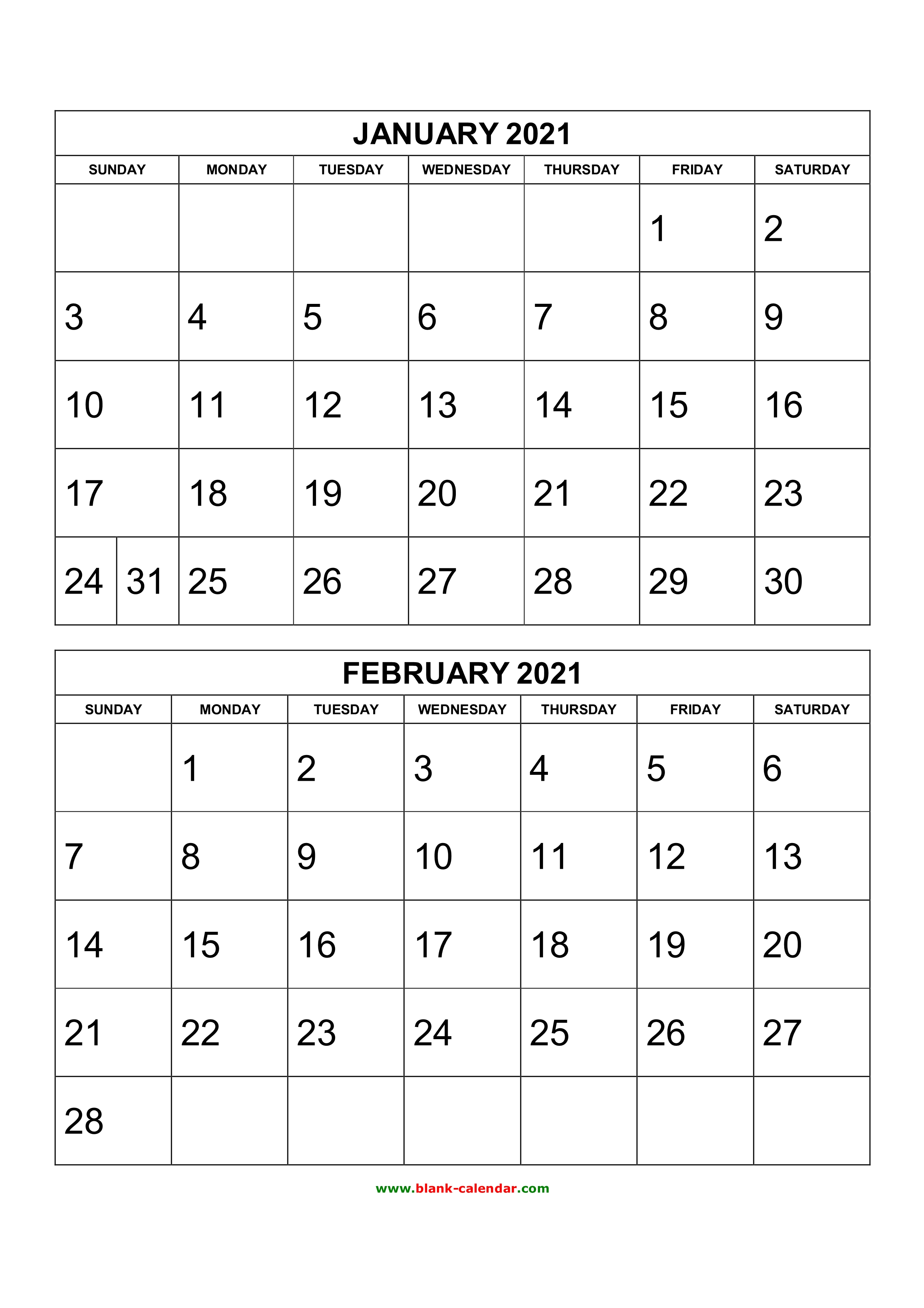 Free Download Printable Calendar 2021, 2 Months Per Page, 6 inside Printable Calendar 2 Months Per Page
