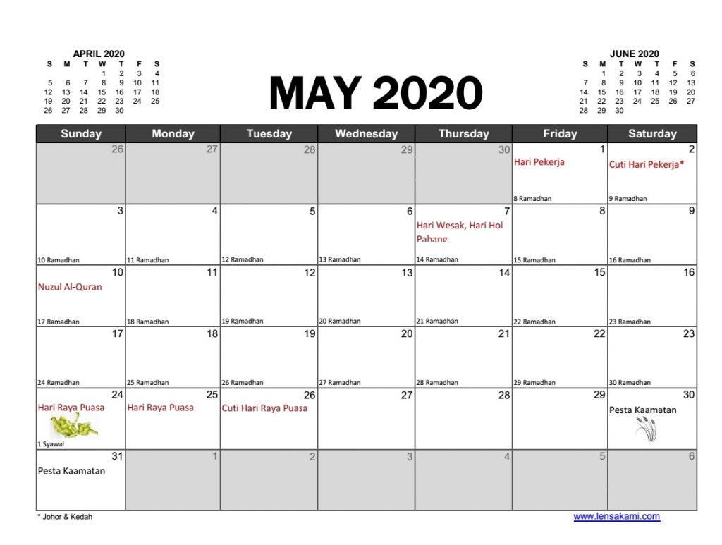 Free Download Printable Simple Planner 2020 | Beserta Cuti inside Calendar Kosong 2020