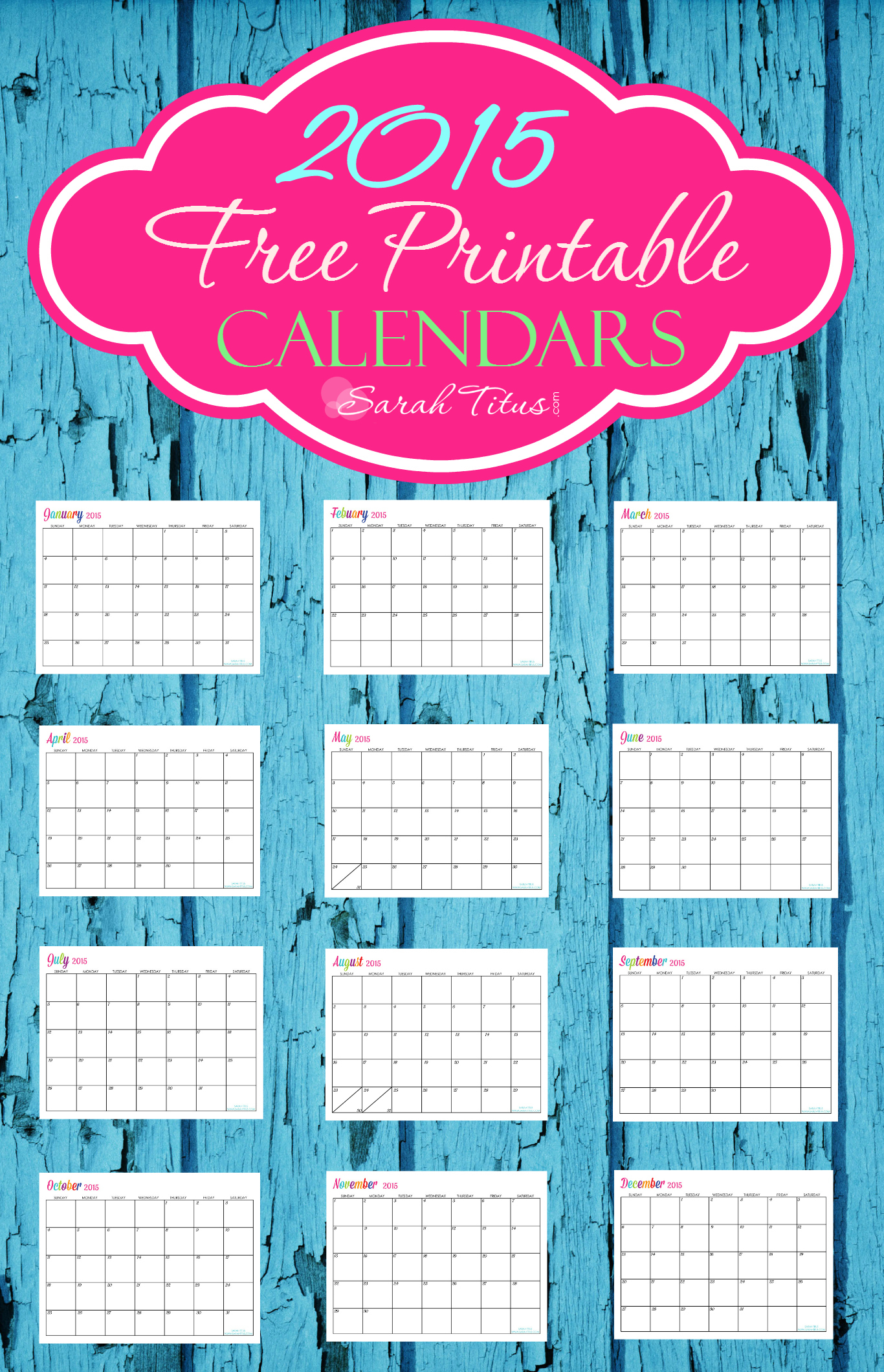 Free Editable Calendar Templates 2015 ]  17 2015 Calendar throughout Sarah Titus Calendar