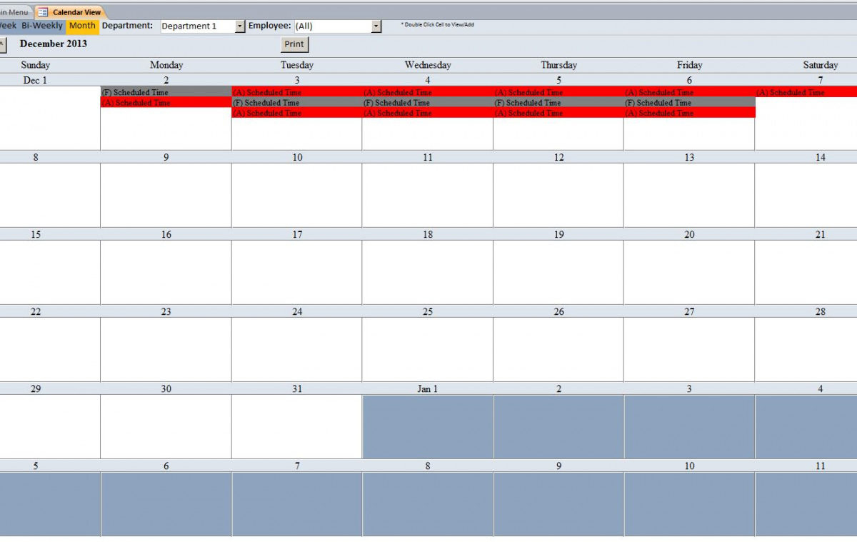 Free Employee Vacation Tracking Database Template Pto throughout Pto Calendar Template