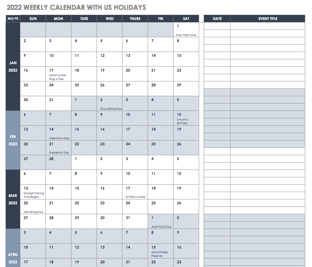Free Excel Calendar Templates with Year Long Calendar Template