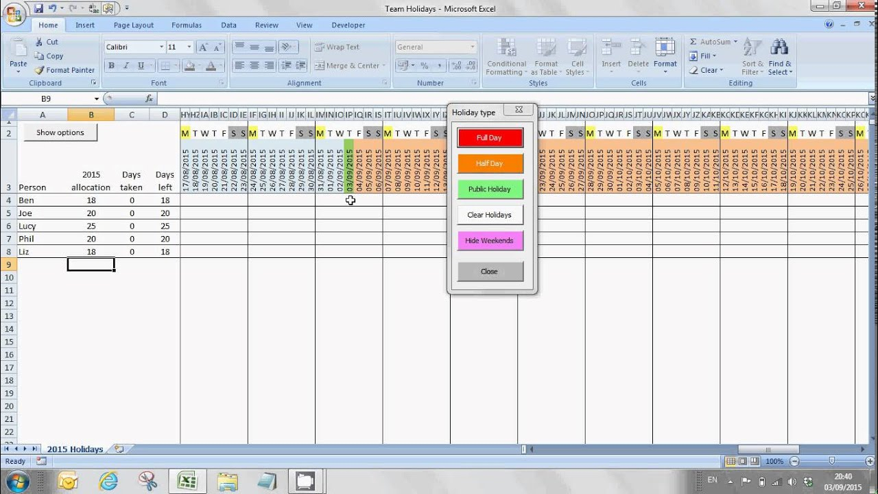 Free Excel Staff Annual Leave Planning Tool regarding Team Leave Calendar Excel
