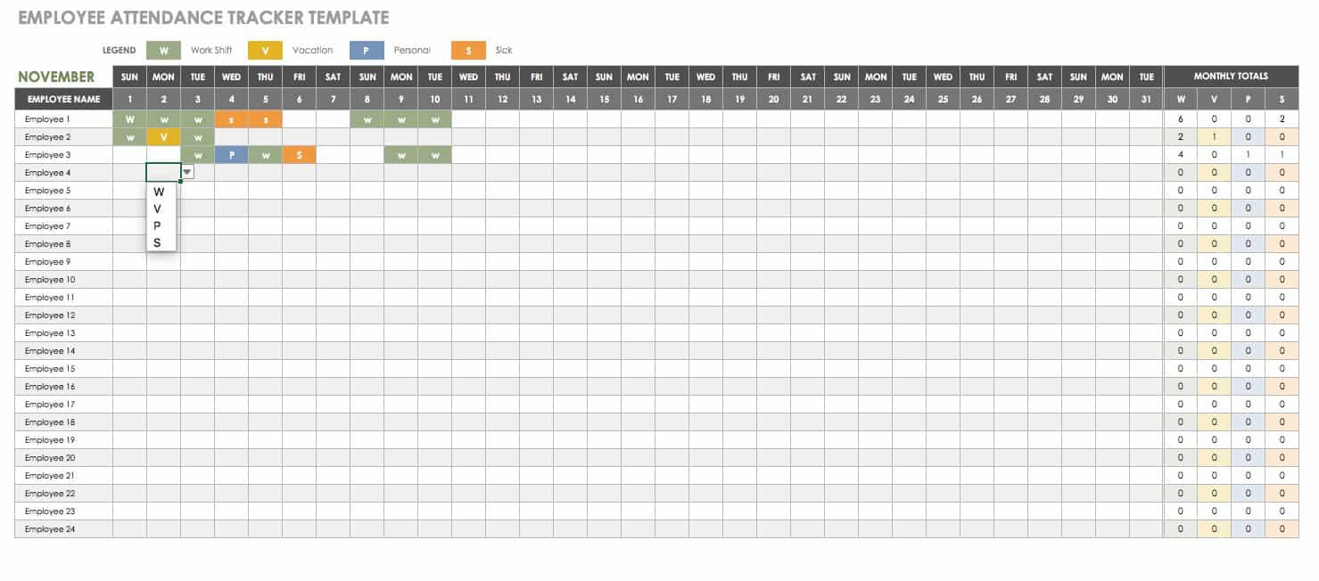 Free Human Resources Templates In Excel | Smartsheet within Pto Calendar Template