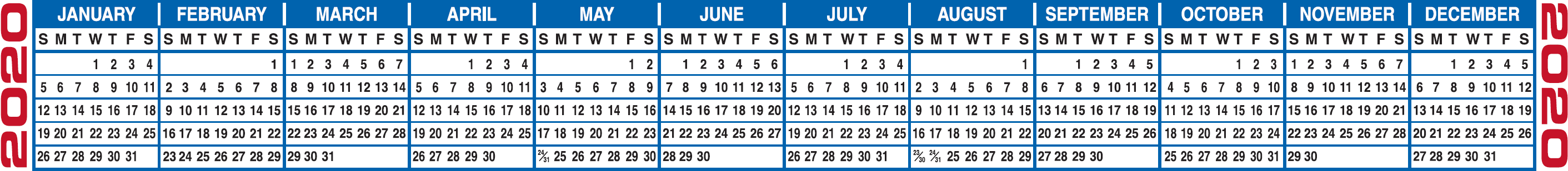 Free Printable 2020 Calendars &amp; 2020 Calendar Strips inside Keyboard Calendar Strips 2020