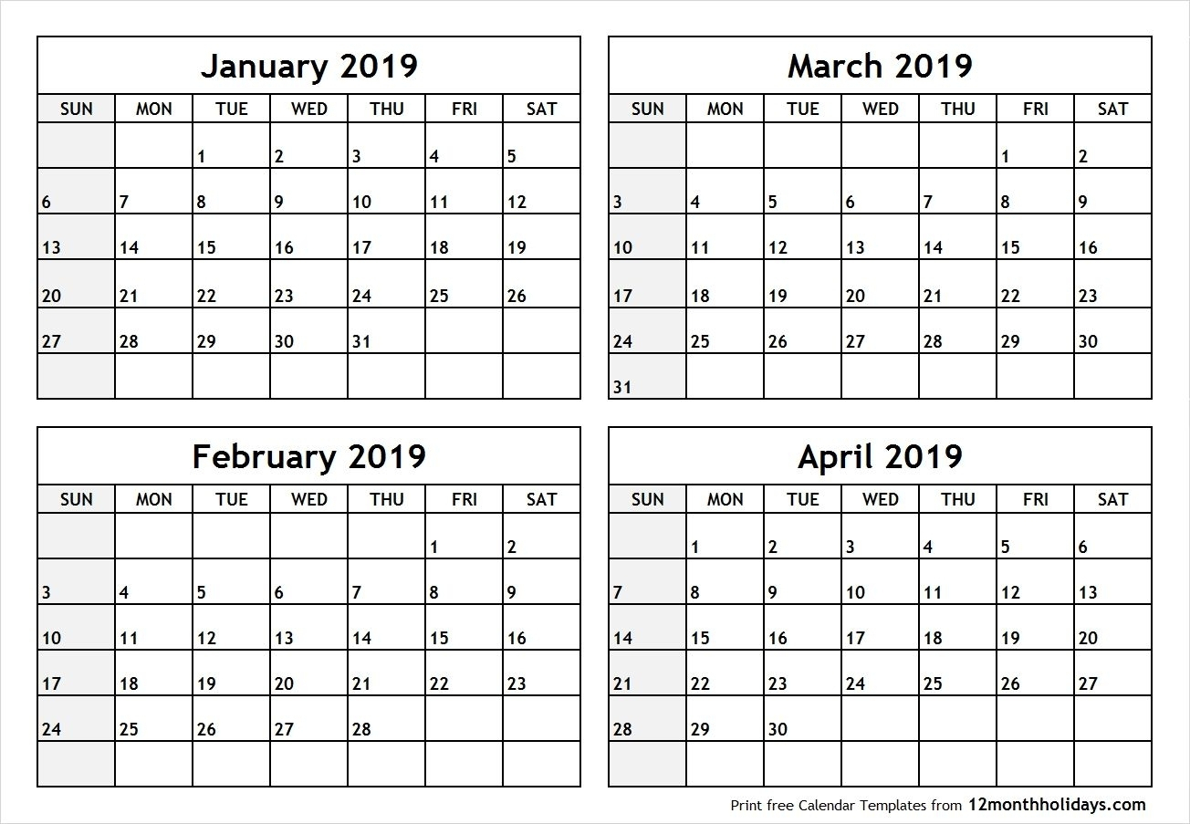 Free Printable 4 Month Calendars 2020 | Monthly Printable with 3 Month Calendar Printable 2020