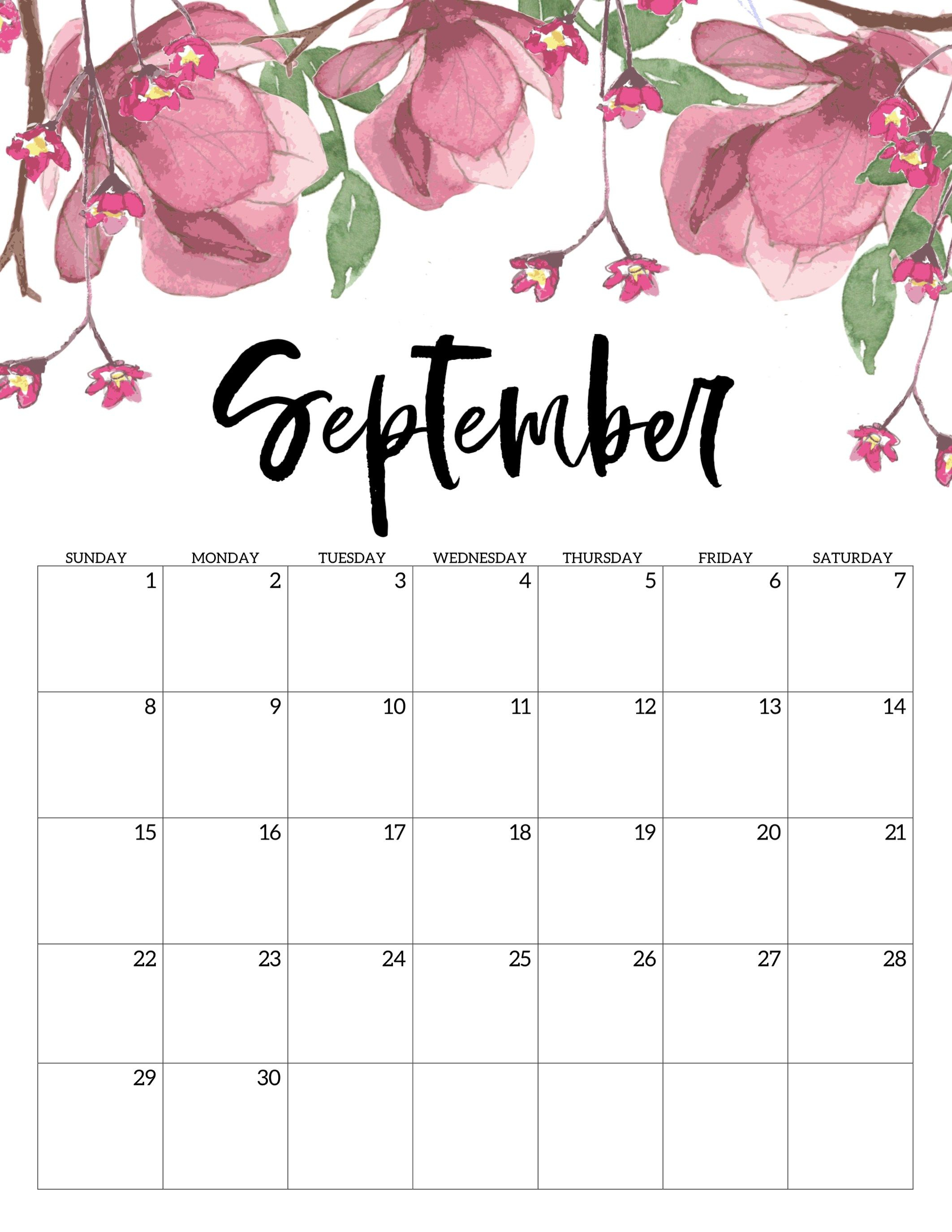 Free Printable Calendar 2019  Floral | Еженедельный intended for Kalendar Kuda July 2020