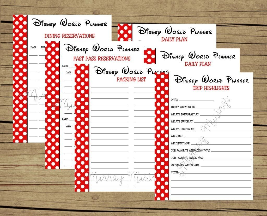 Free Printable Disney World Vacation Planner #freeprintable for Printable Disney Itinerary