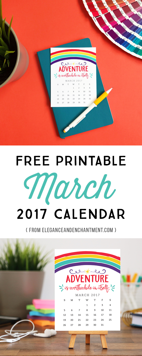 Free Printable March 2017 Calendar  Elegance &amp; Enchantment within Elegance And Enchantment