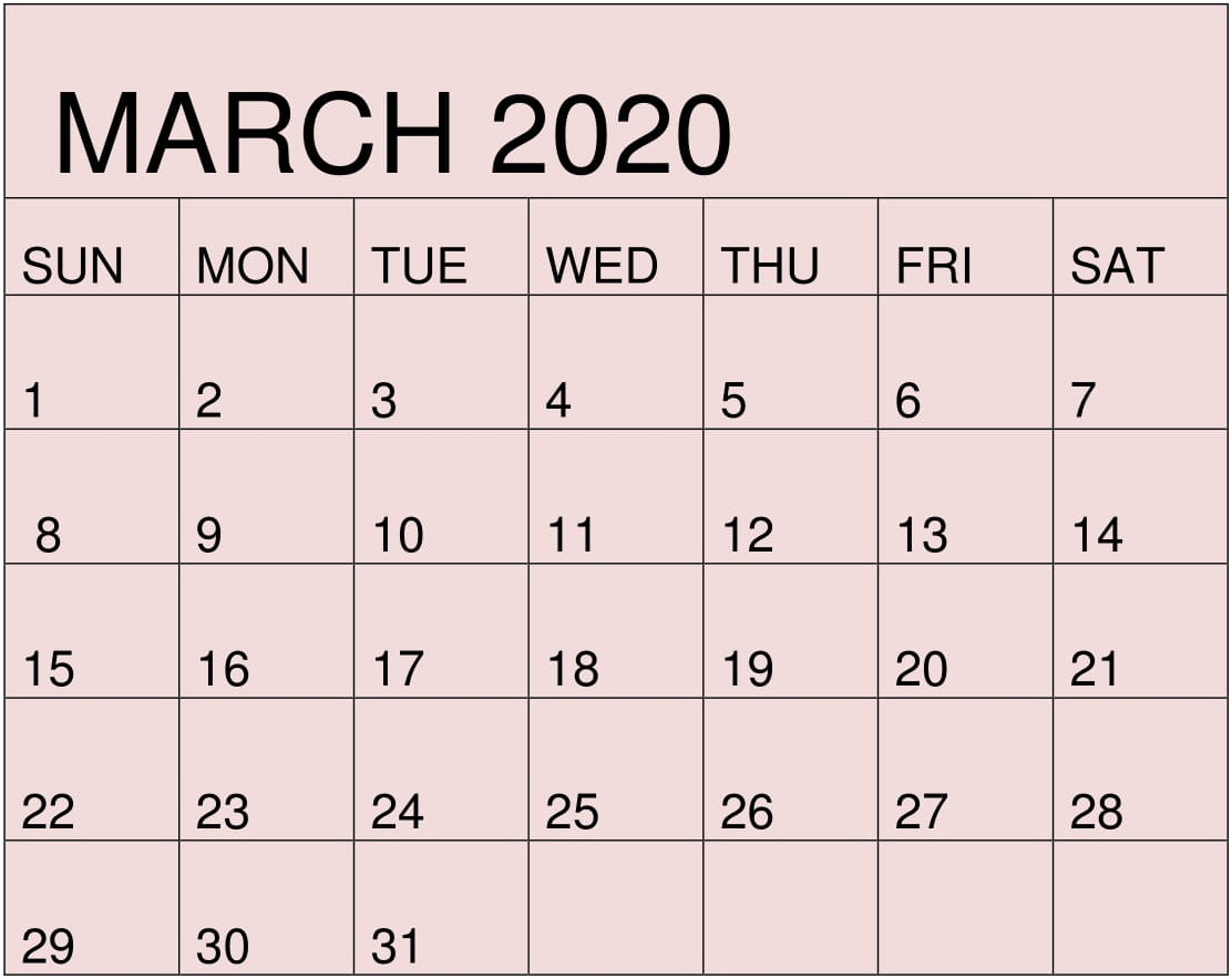 Free Printable March 2020 Calendar By Month Template – Free with regard to Google Calendar Printable Template