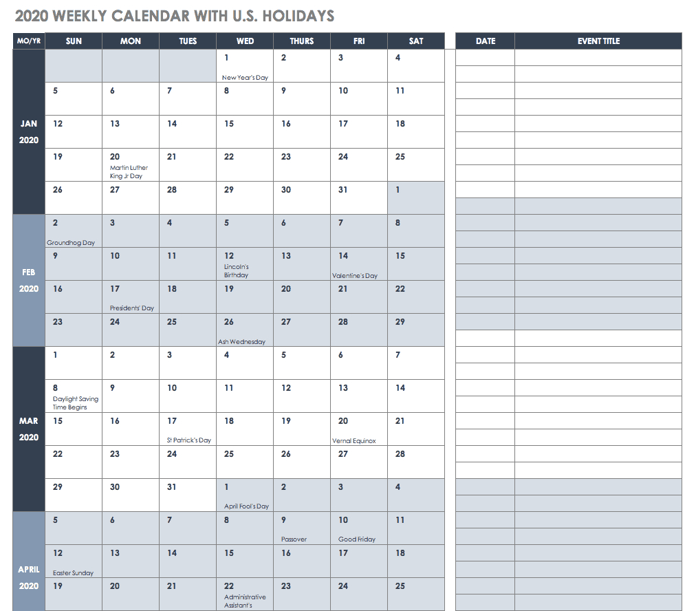 Free Quarterly Calendar 2020  Yatay.horizonconsulting.co with Quarterly Calendar 2020 Excel