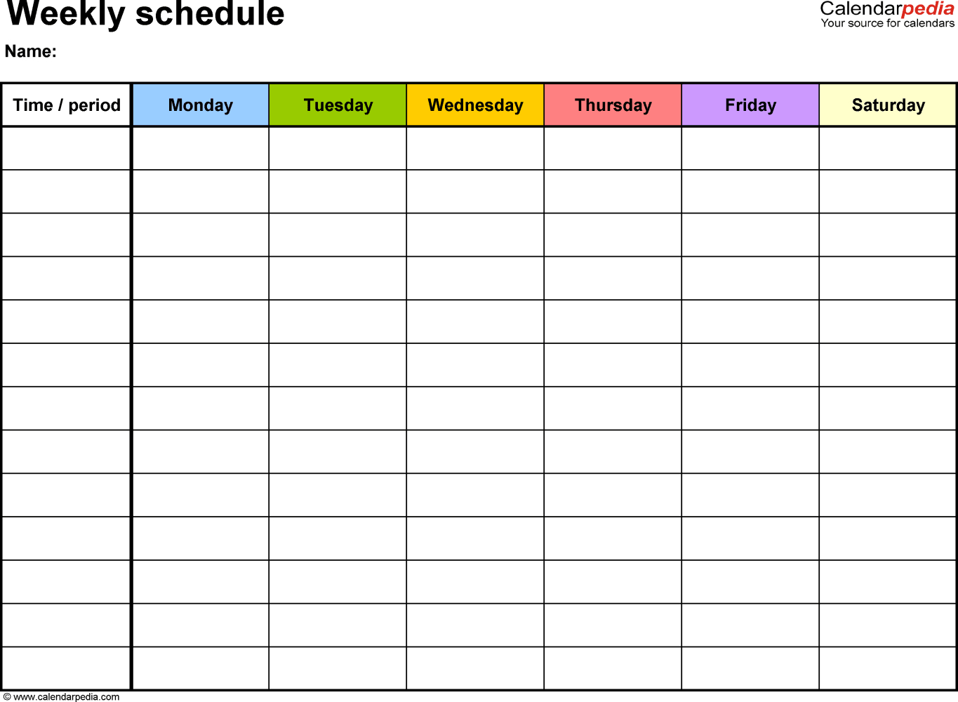 Free Weekly Schedule Templates For Excel  18 Templates intended for Blank Class Schedule Template