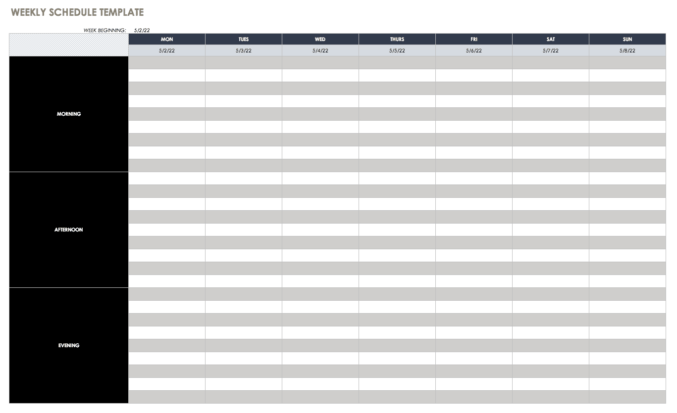 Free Weekly Schedule Templates For Excel  Smartsheet inside Two Week Calendar Template Excel