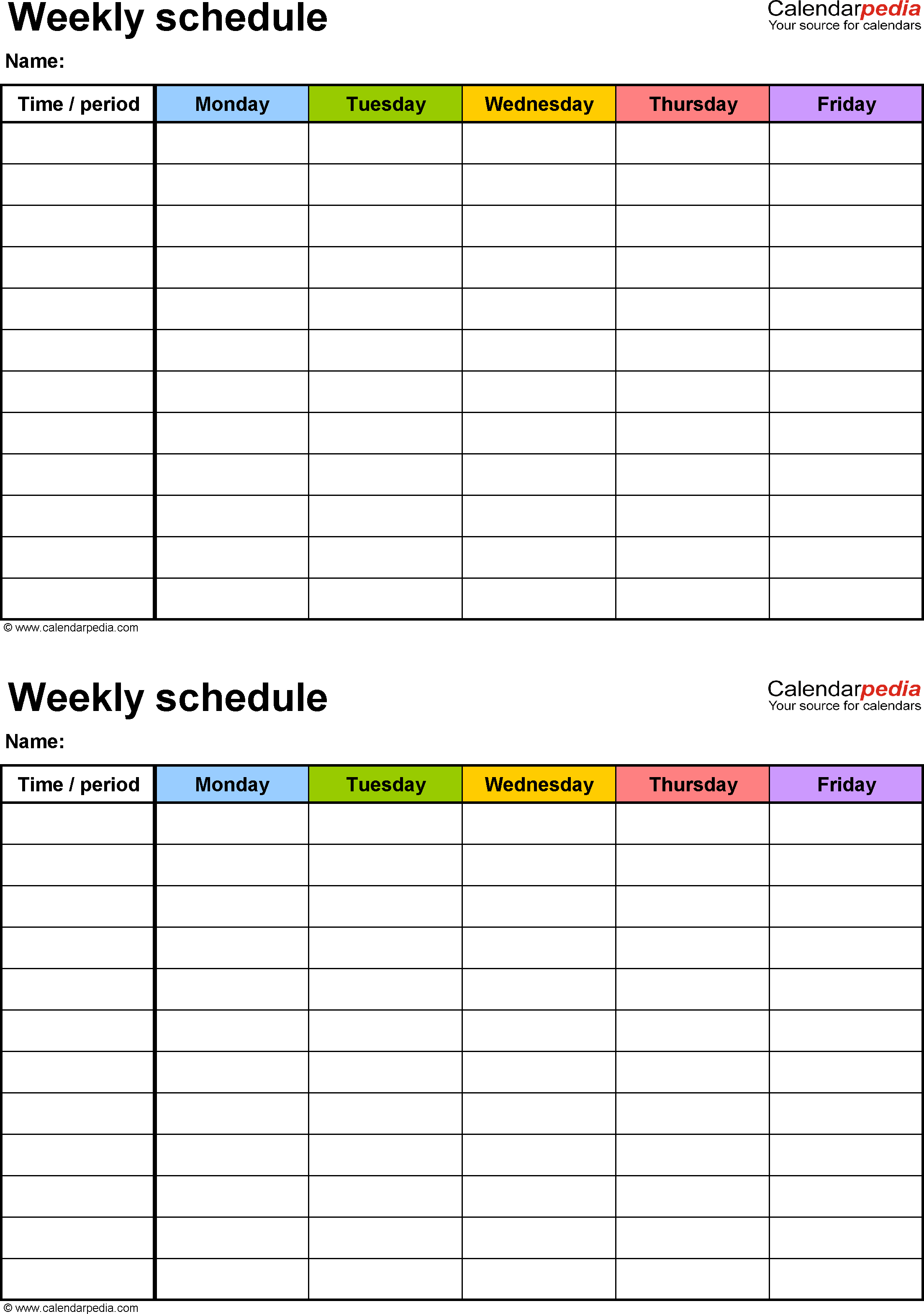 Free Weekly Schedule Templates For Word  18 Templates with 7 Day Blank Calendar