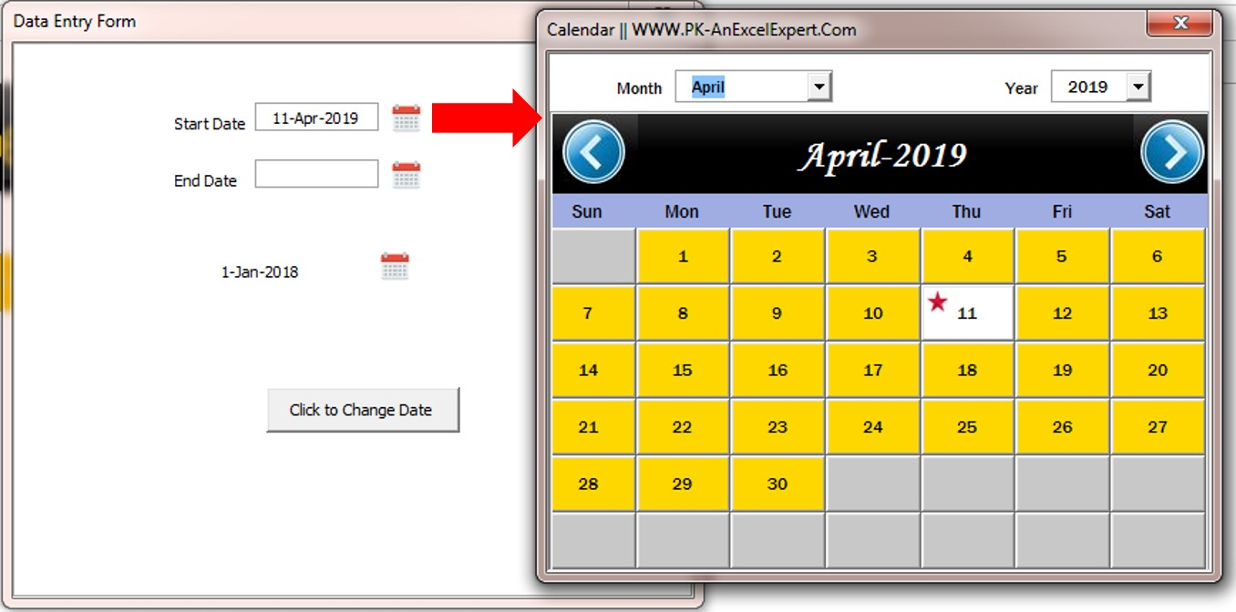 Fully Functional Dynamic Calendar Control In Vba  Pk: An with regard to Excel Vba Calendar