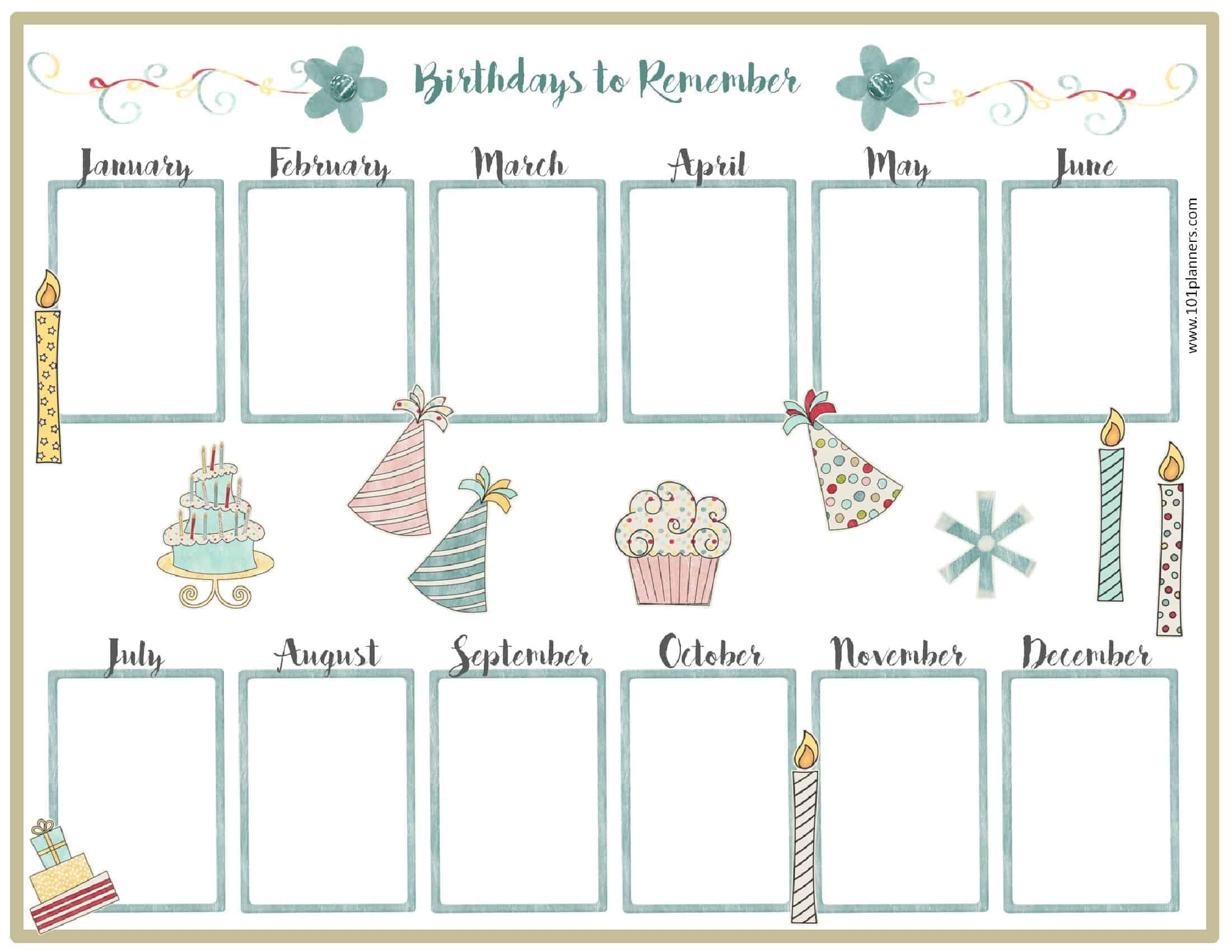 Happy Birthday Calendar Printables  Yatay.horizonconsulting.co for Classroom Birthday Calendar Template