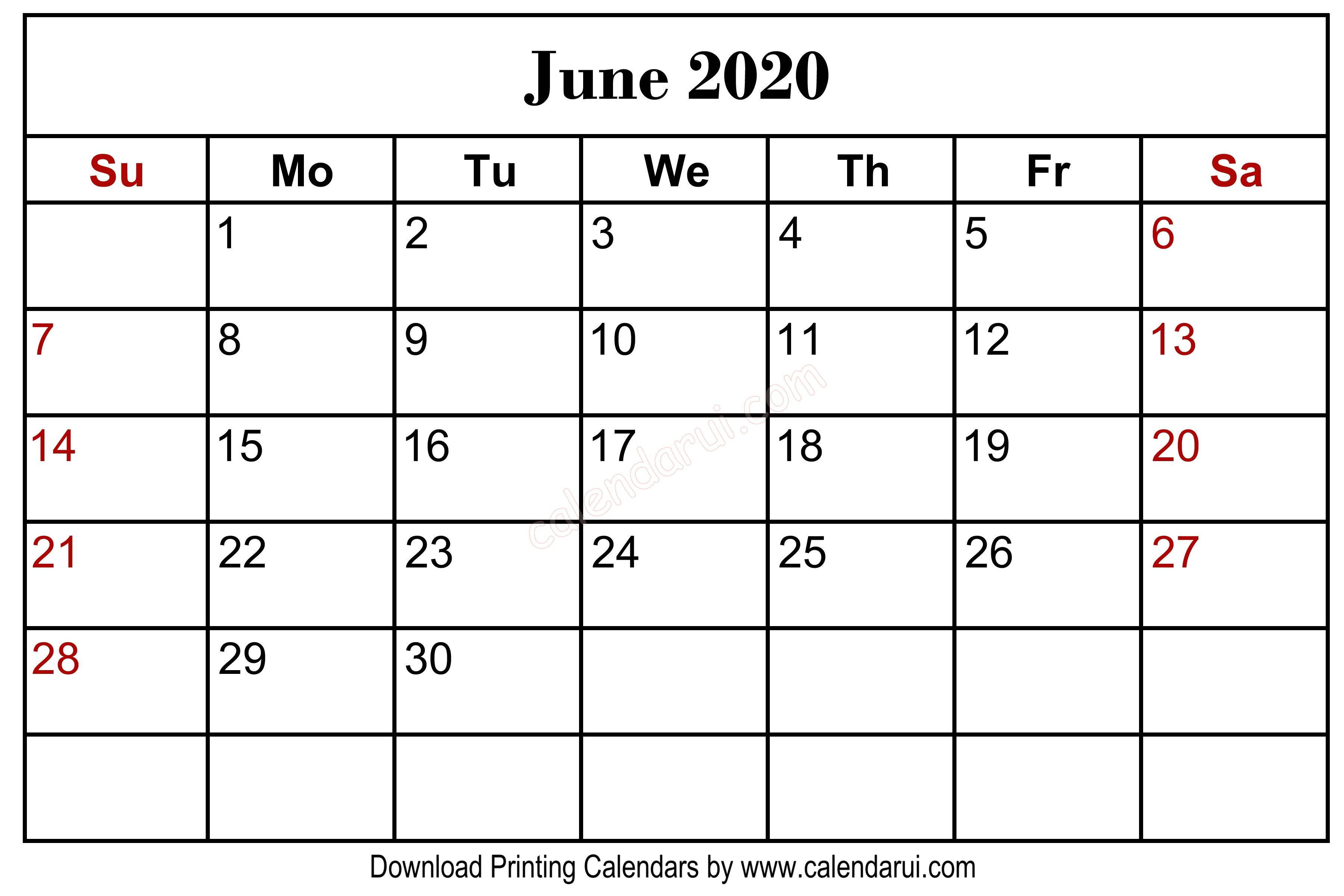 Homepage  2020 Calendar  June 2020 Blank Calendar in Calendars Michel Zbinden 2020