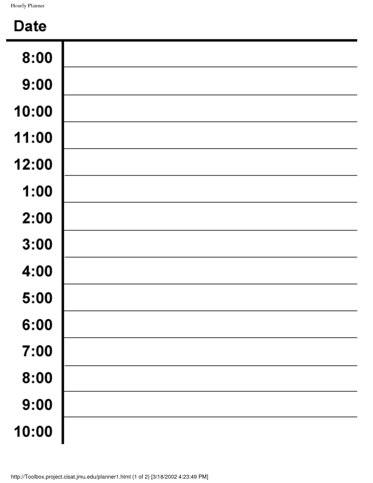 Hourly Daily Planner Template | Hourly Planner, Weekly for Hourly Day Calendar