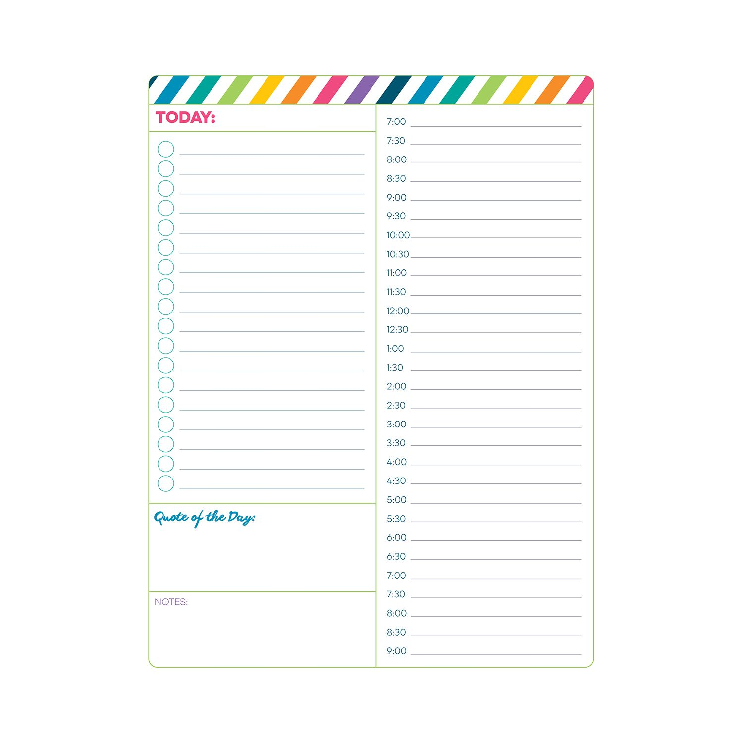 Hourly Paper Pad Planner Free Printable | Planner Pages in Free Printable Hourly Planner