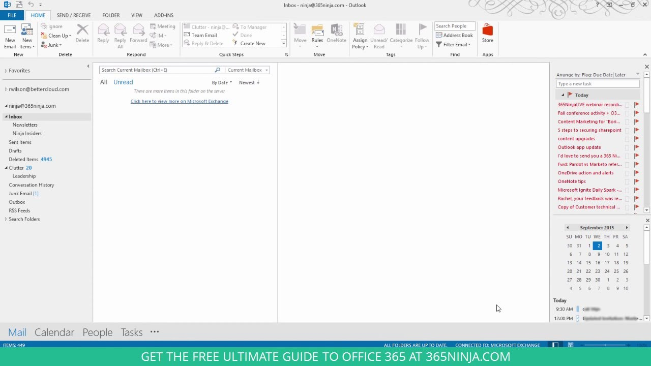 How To Show Your Calendar And Tasks In The Outlook 2013 Inbox inside View Calendar In Outlook 2016