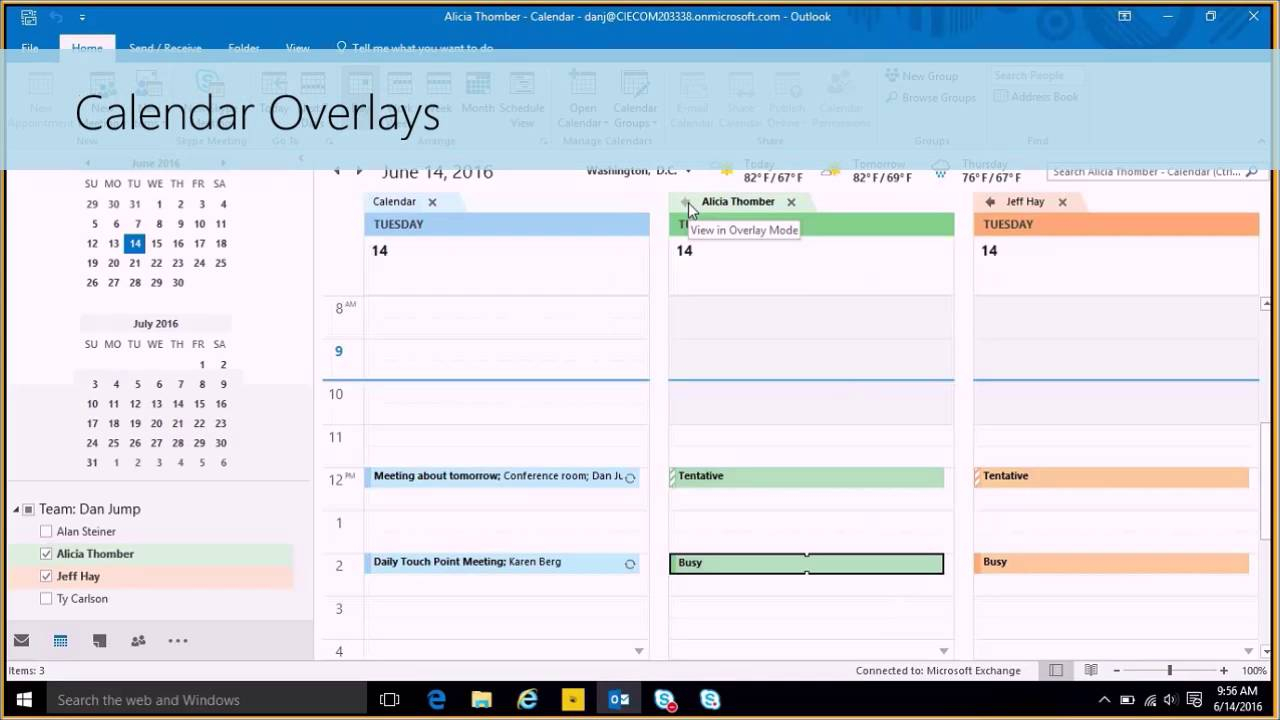 Howto: Use The Outlook 2016 Calendar for View Calendar In Outlook 2016