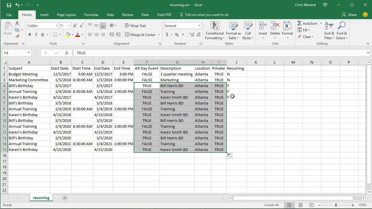 Import Csv File With Recurring Events Into Google Calendar By Chris Menard with Google Calendar Excel Import Template