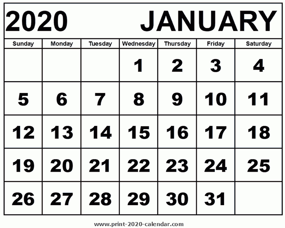 January 2020 Calendar for Calander January 2020