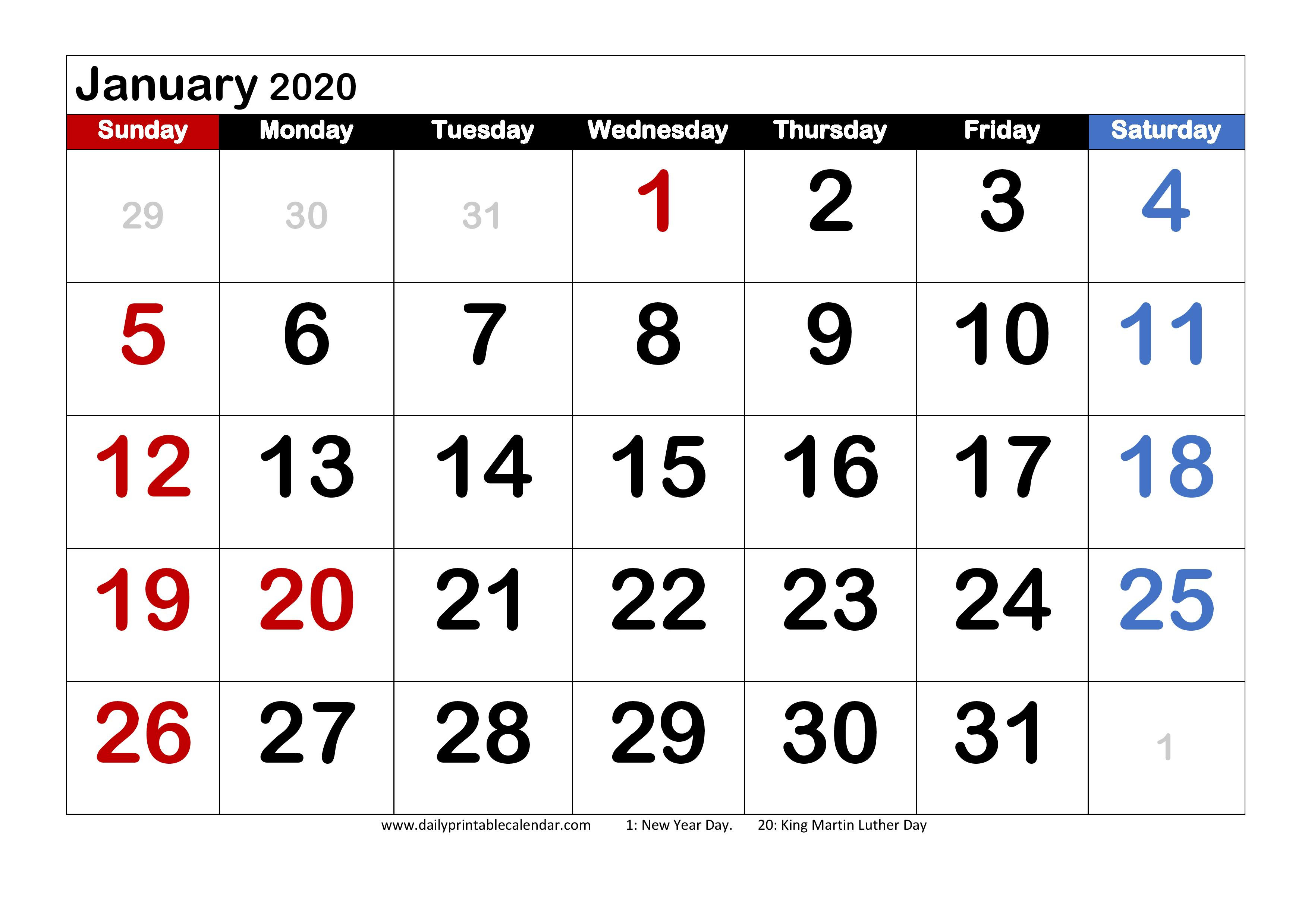 January 2020 Calendar Printable  Blank Templates  2020 pertaining to Show Calendar For January 2020