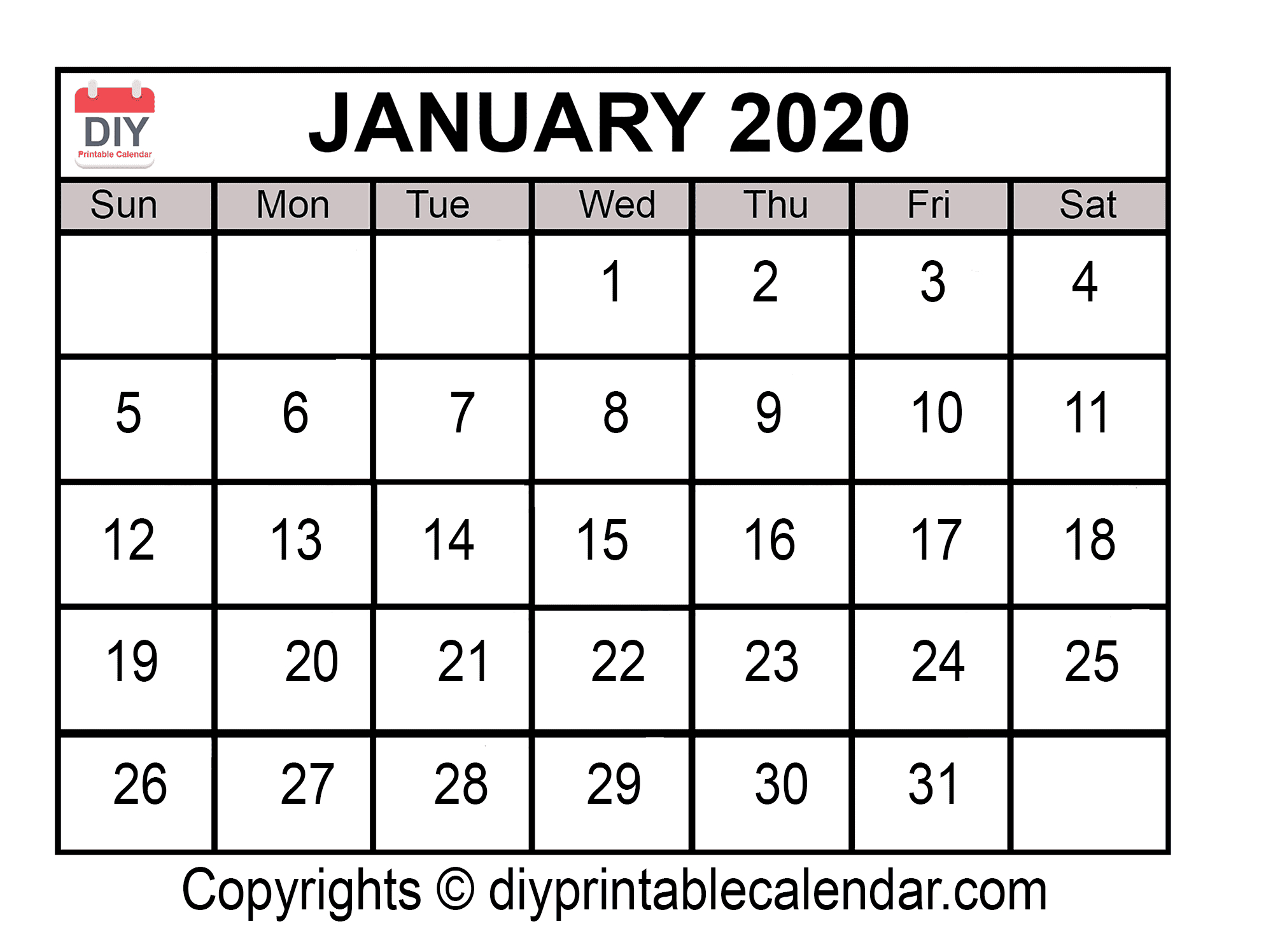 January 2020 Printable Calendar Template intended for Kalendar Kuda September 2020