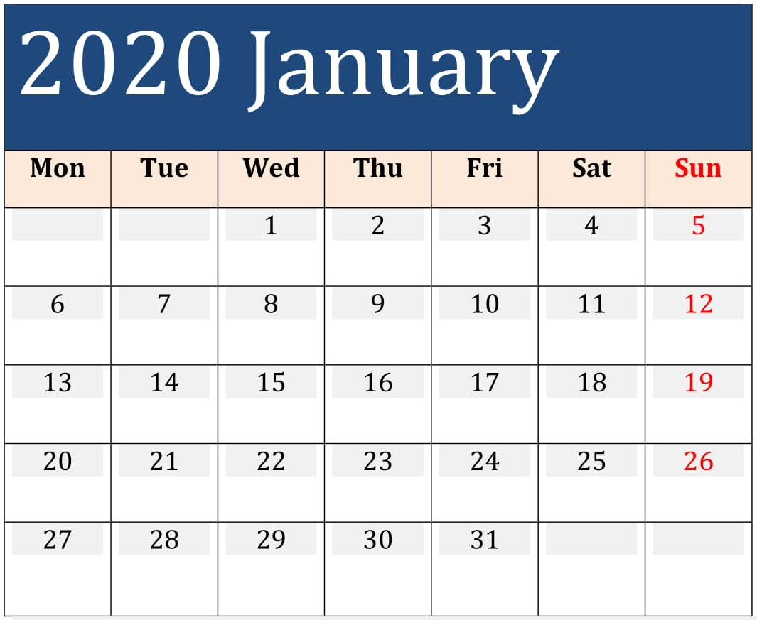 January 2020 Printable Daily Calendar – Free Latest Calendar with regard to Daily Calendar With Time Slots Printable
