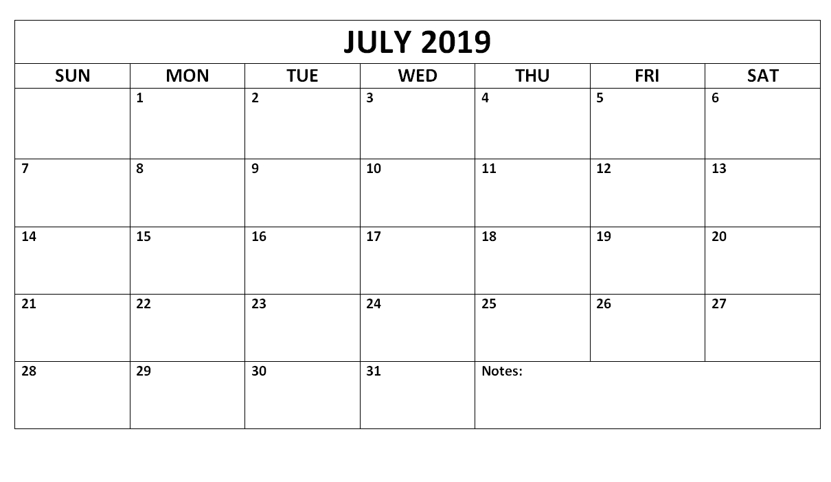 July 2019 Blank Calendar Waterproof | Printable Calendar within Waterproof Calendar January 2020
