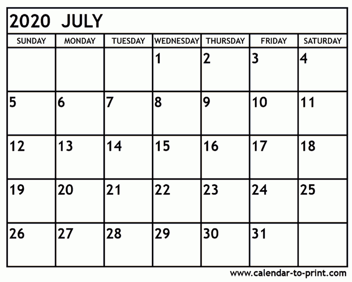 July 2020 Calendar Printable with regard to May June July August 2020 Calendar