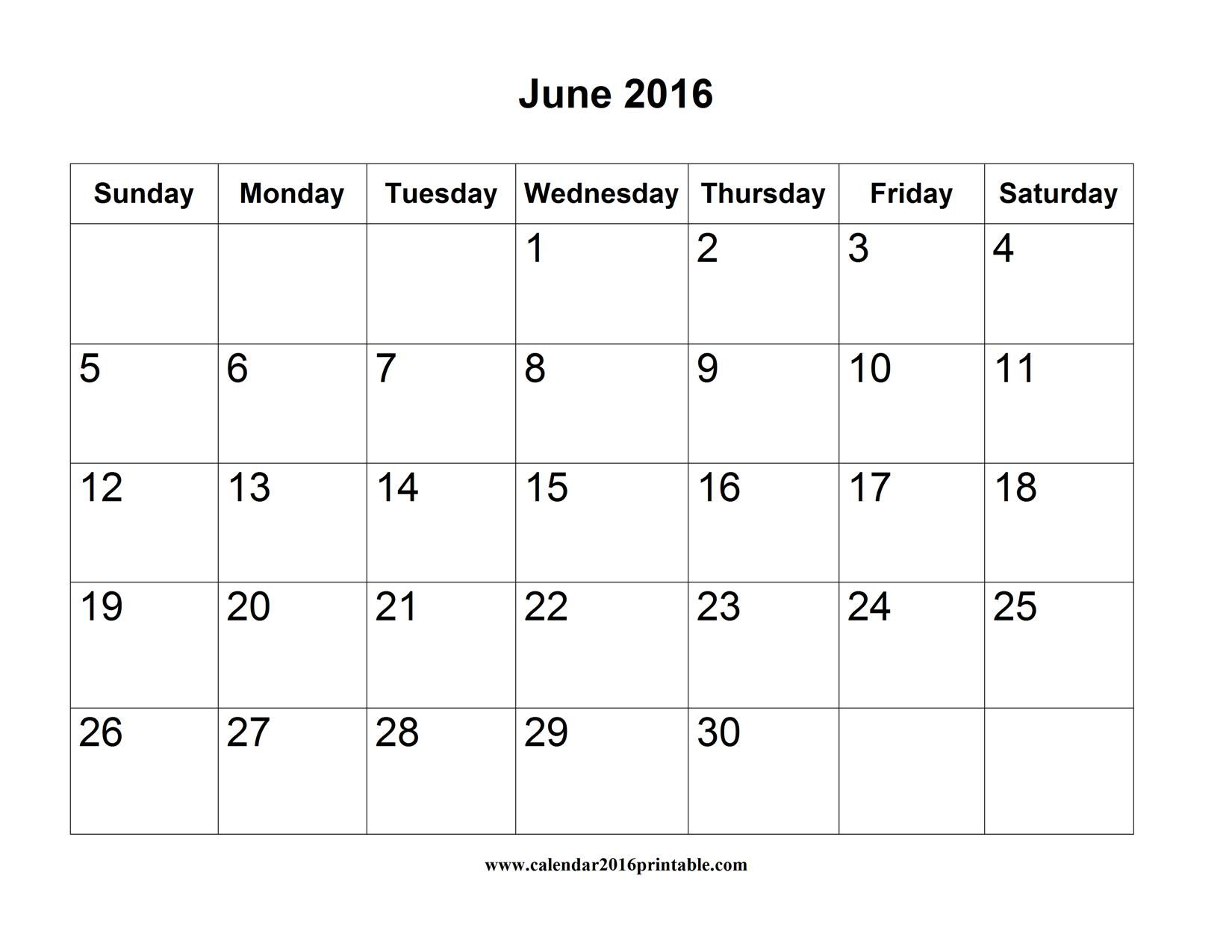 June 2016 Calendar Printable Word, Free To Download And in June 2016 Calendar Printable