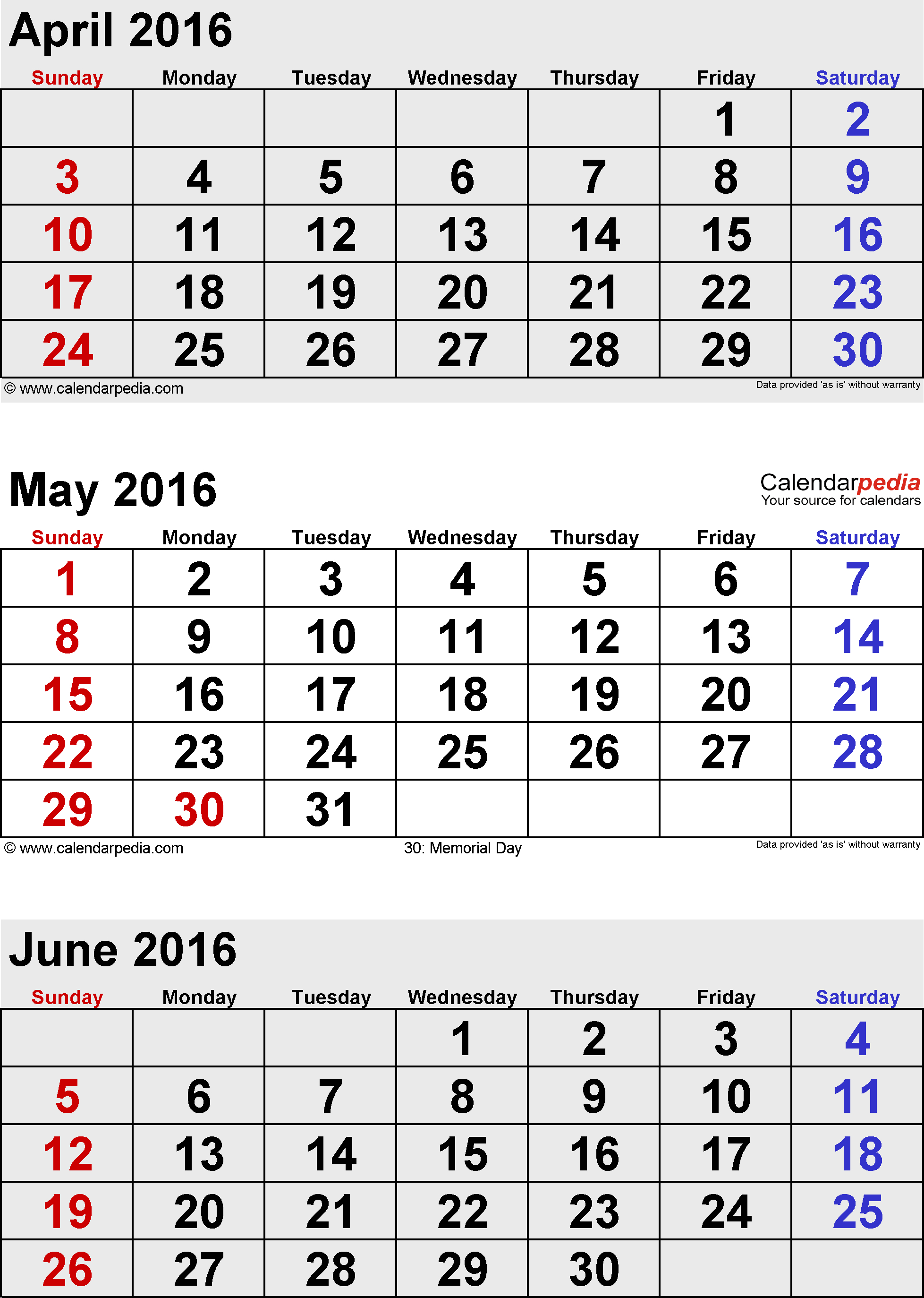June 2016  Calendar Templates For Word, Excel And Pdf regarding June 2016 Calendar Printable