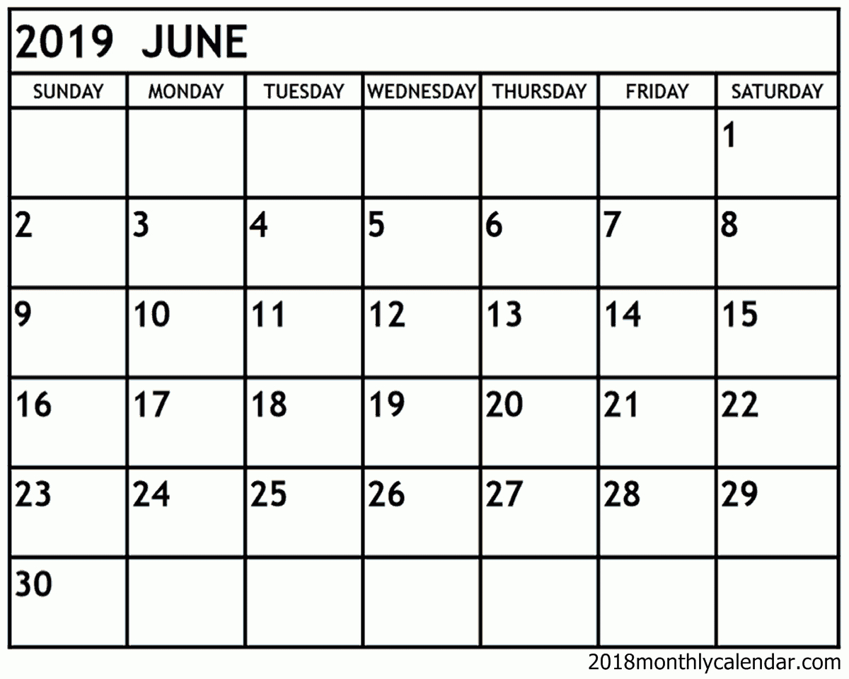 June 2019 Calendar Blank Editable  Free Printable Calendar intended for Blank Fillable Calendar