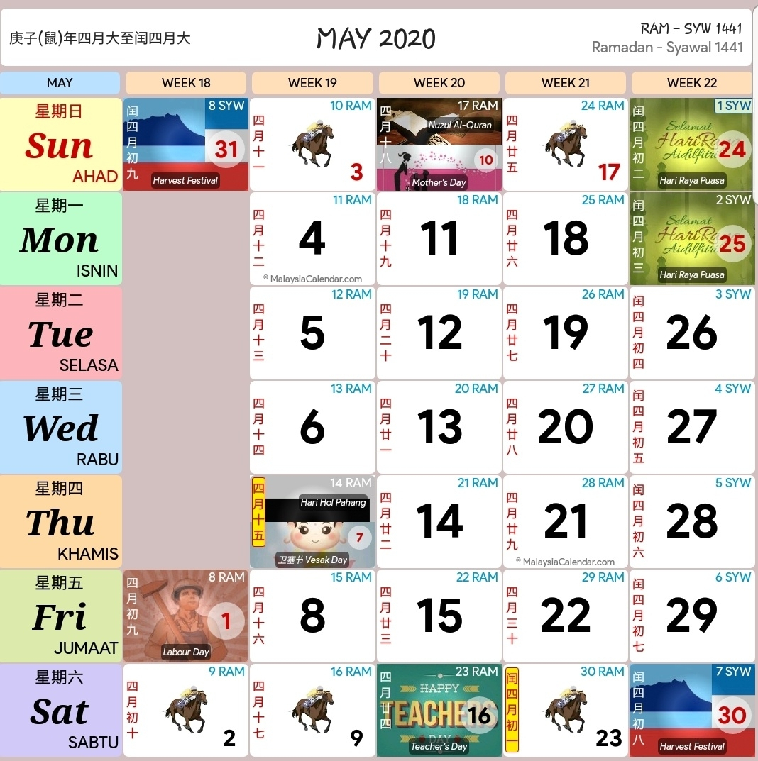 Kalendar Kuda April 2020 | Calendar Template Information for Kalendar Kuda May 2020