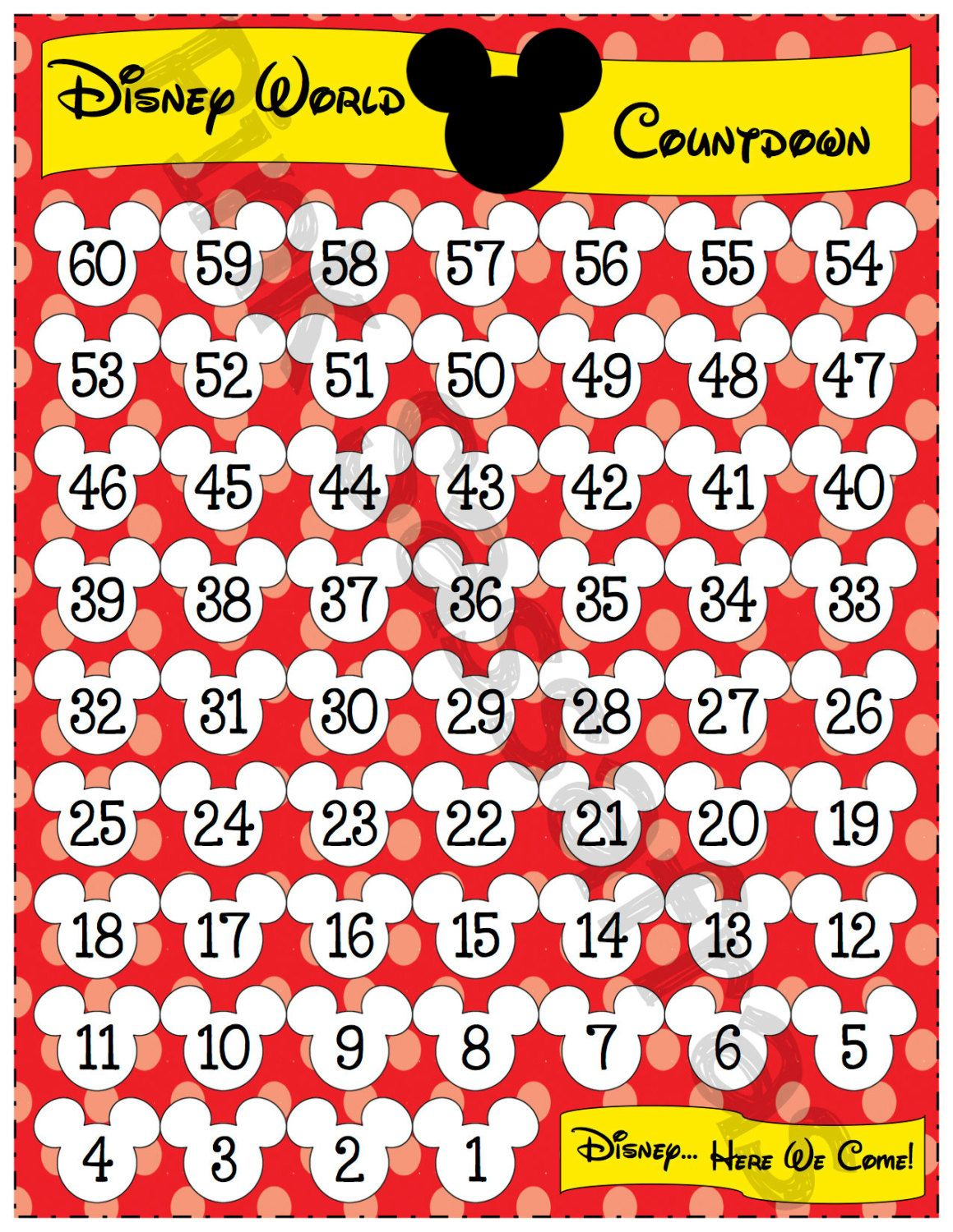 Latest Printable Disney Countdown | Disney Countdown for Disney World Countdown Calendar Printable