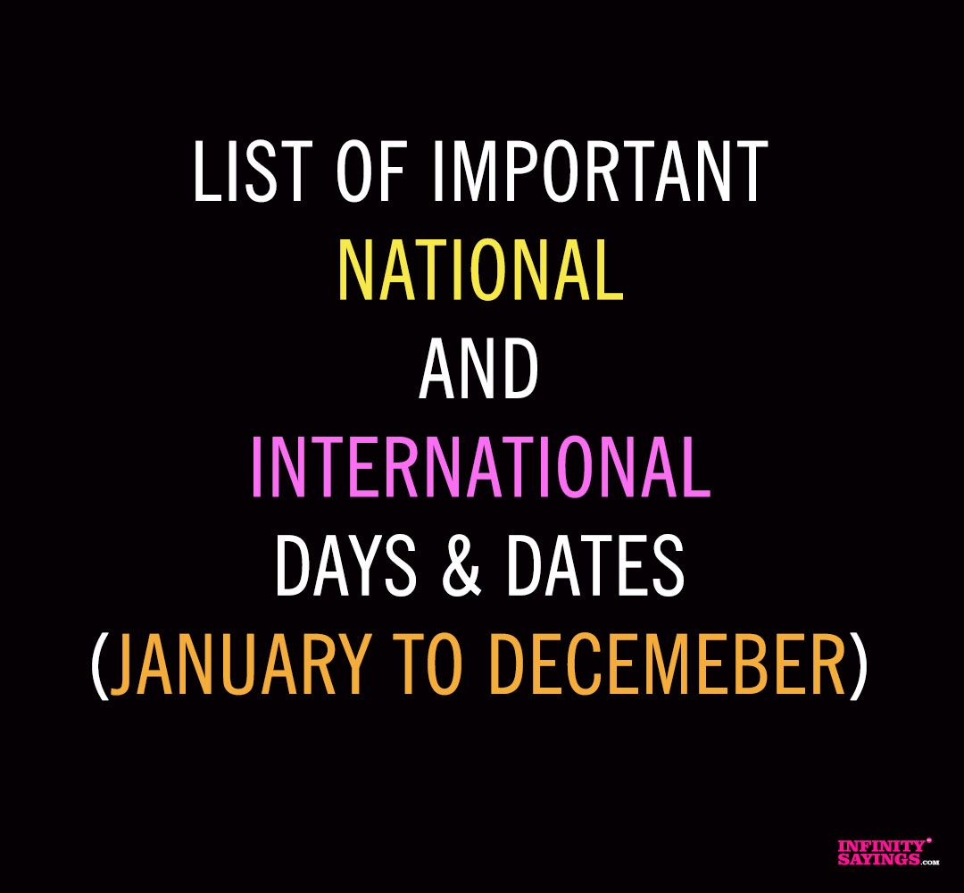 List Of Important National And International Observances for International Days In January