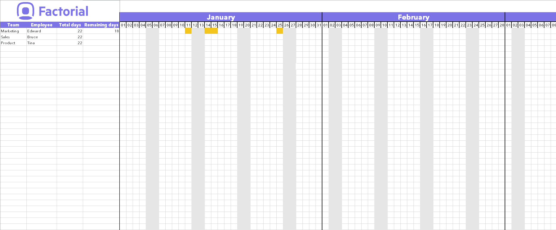 Manage Time Off Requests W Free Template | Factorial in Pto Calendar Template