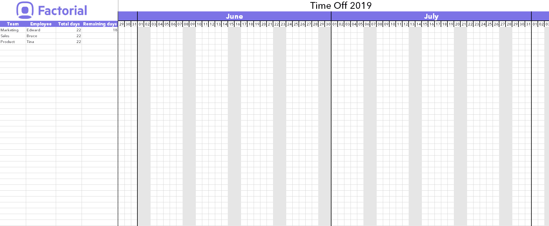 Manage Time Off Requests W Free Template | Factorial intended for Pto Calendar Template