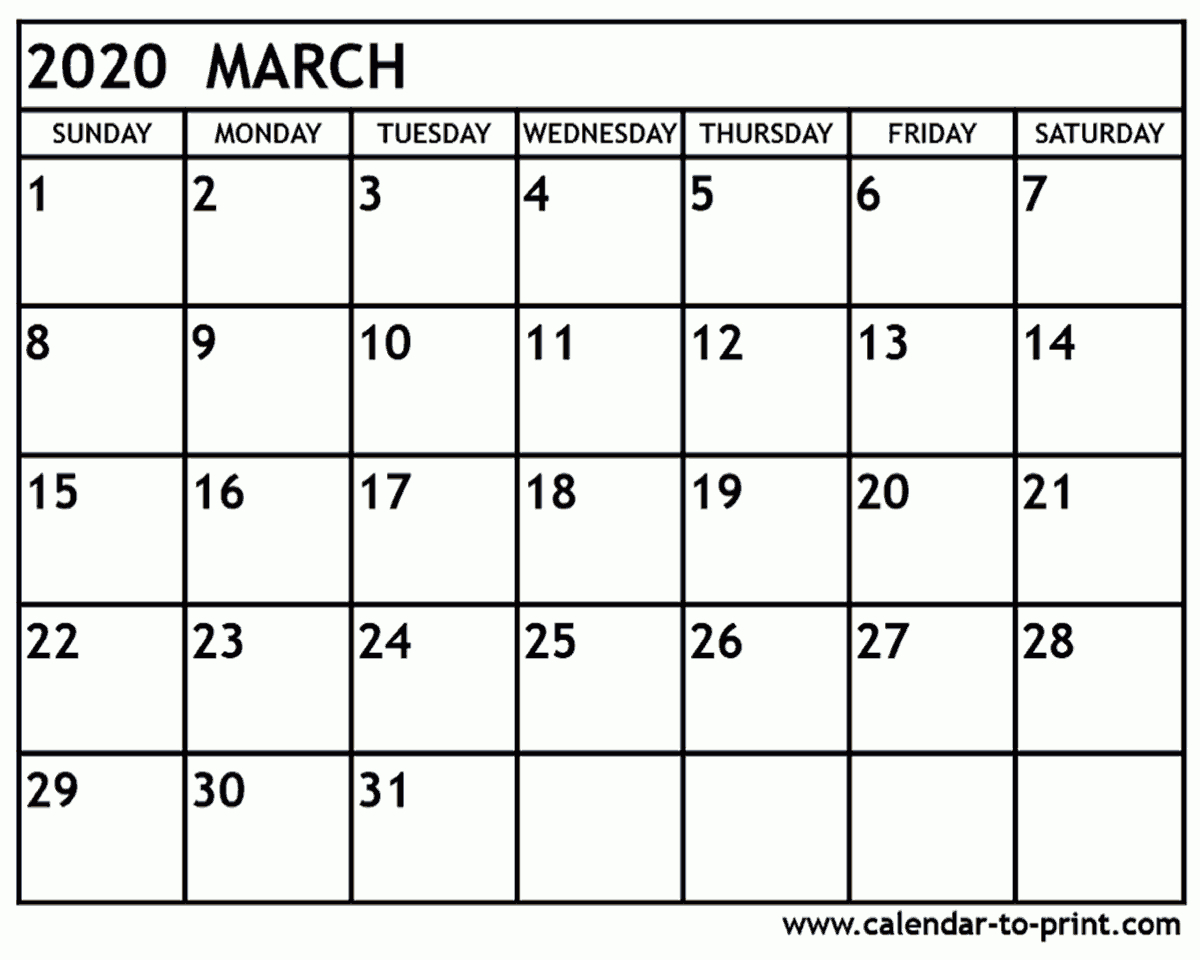 March 2020 Calendar Printable with regard to 2020 Calendar February And March