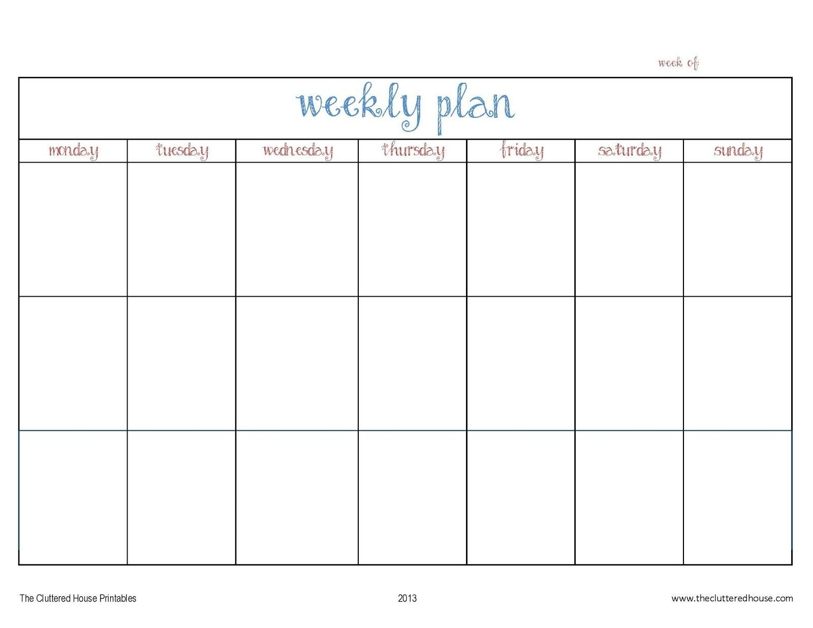 Monday Through Friday Blank Calendar | Monthly Printable regarding Monday Through Saturday Schedule Template
