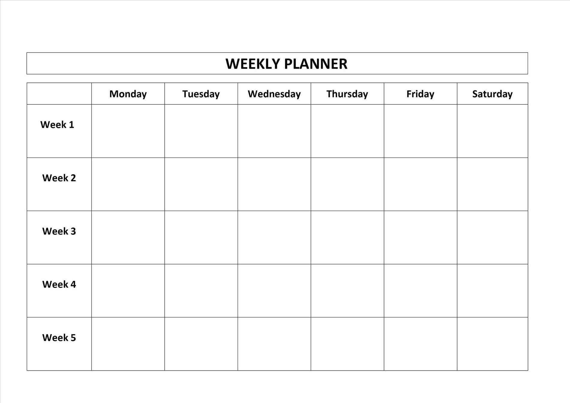 Monday To Friday Planner Template  Calendar Inspiration Design within Blank Calendar Monday Through Sunday