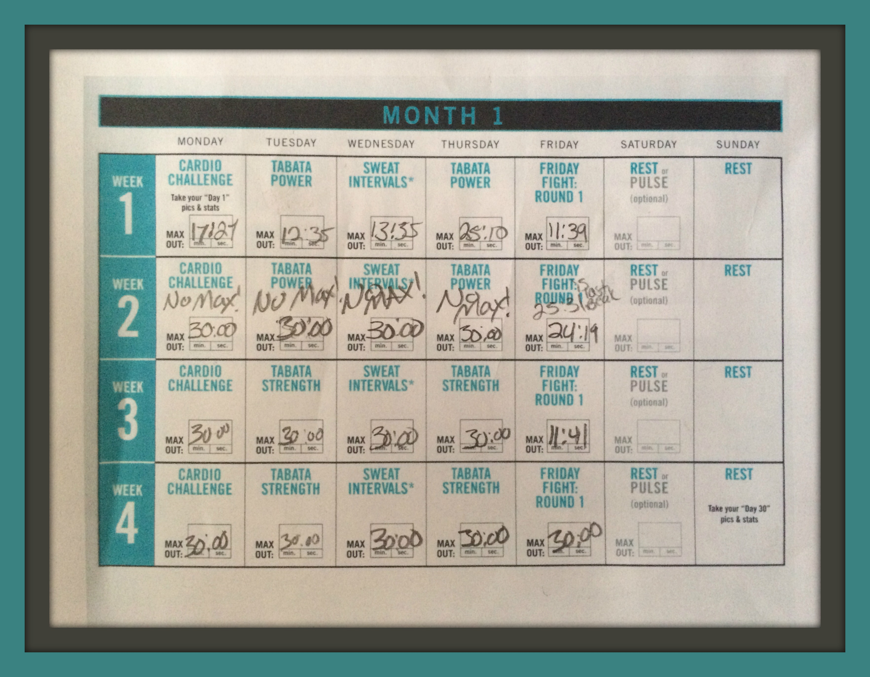 Month 1 Of Insanity Max:30Modified | Lifestylist Fitness for Max 30 Calendar