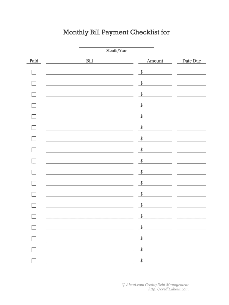 Monthly Bill Payment Log Pdf  Fill Online, Printable with regard to Free Printable Monthly Bill Checklist