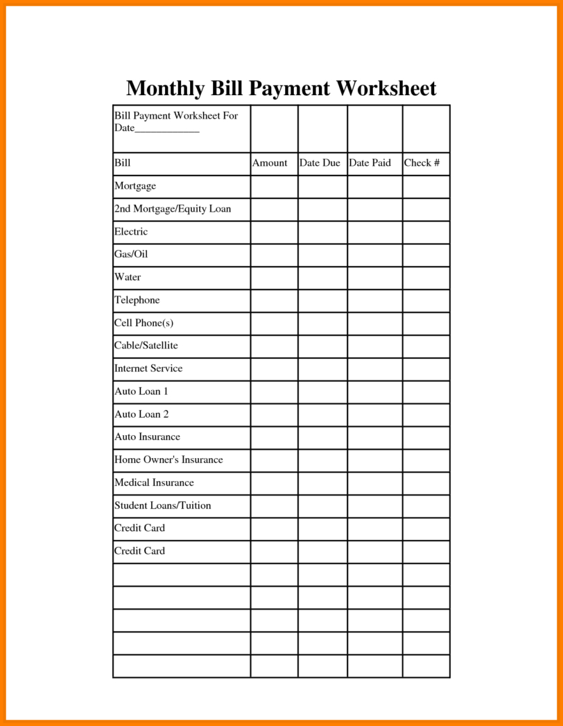 Monthly Bill Payment Log Templates : Vientazona intended for Free Printable Monthly Bill Payment Log