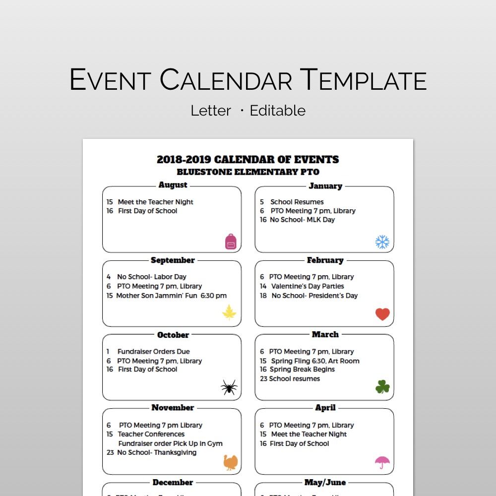 Monthly Calendar Of Events Flyer Template | Event Calendar within Pto Calendar Template