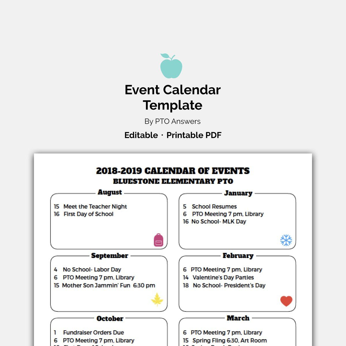Monthly Calendar Of Events Flyer Template | Ptso | School pertaining to Pto Calendar Template