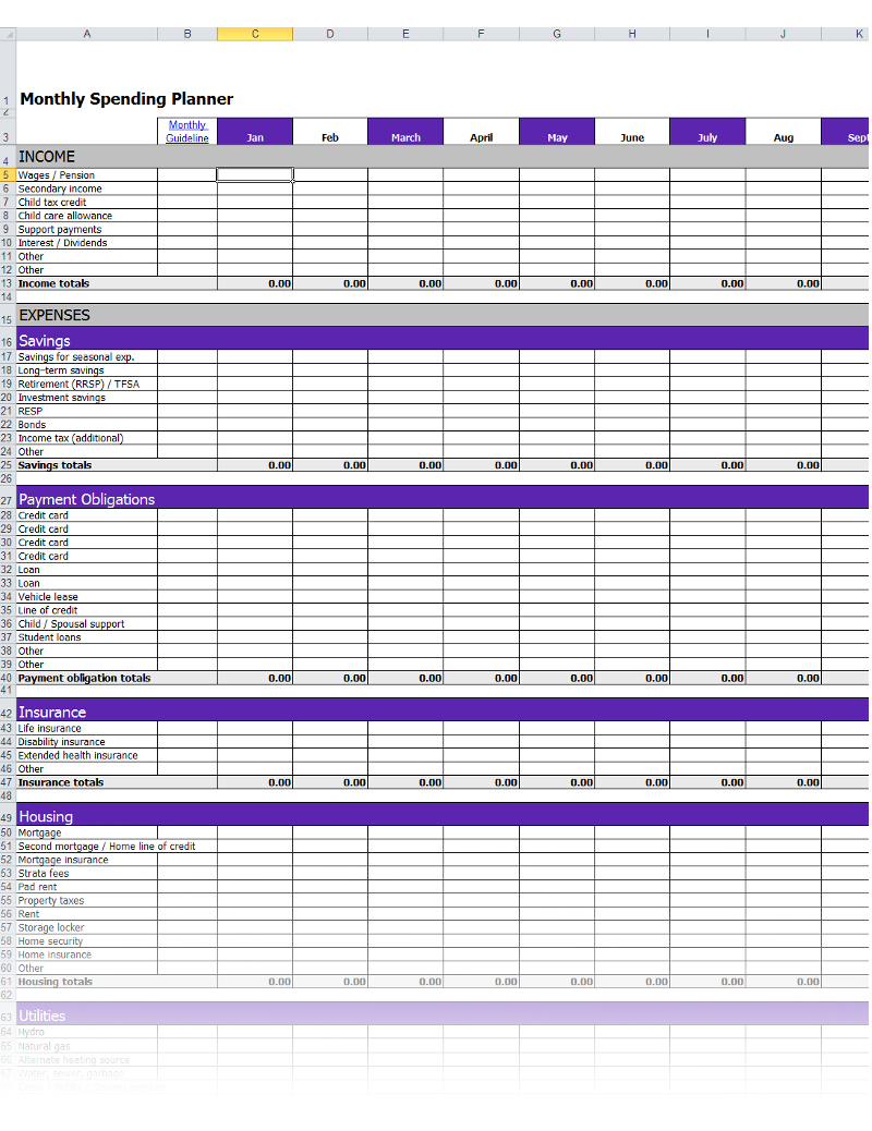 monthly income and expenditure template excel free